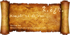 Komjáti Áron névjegykártya